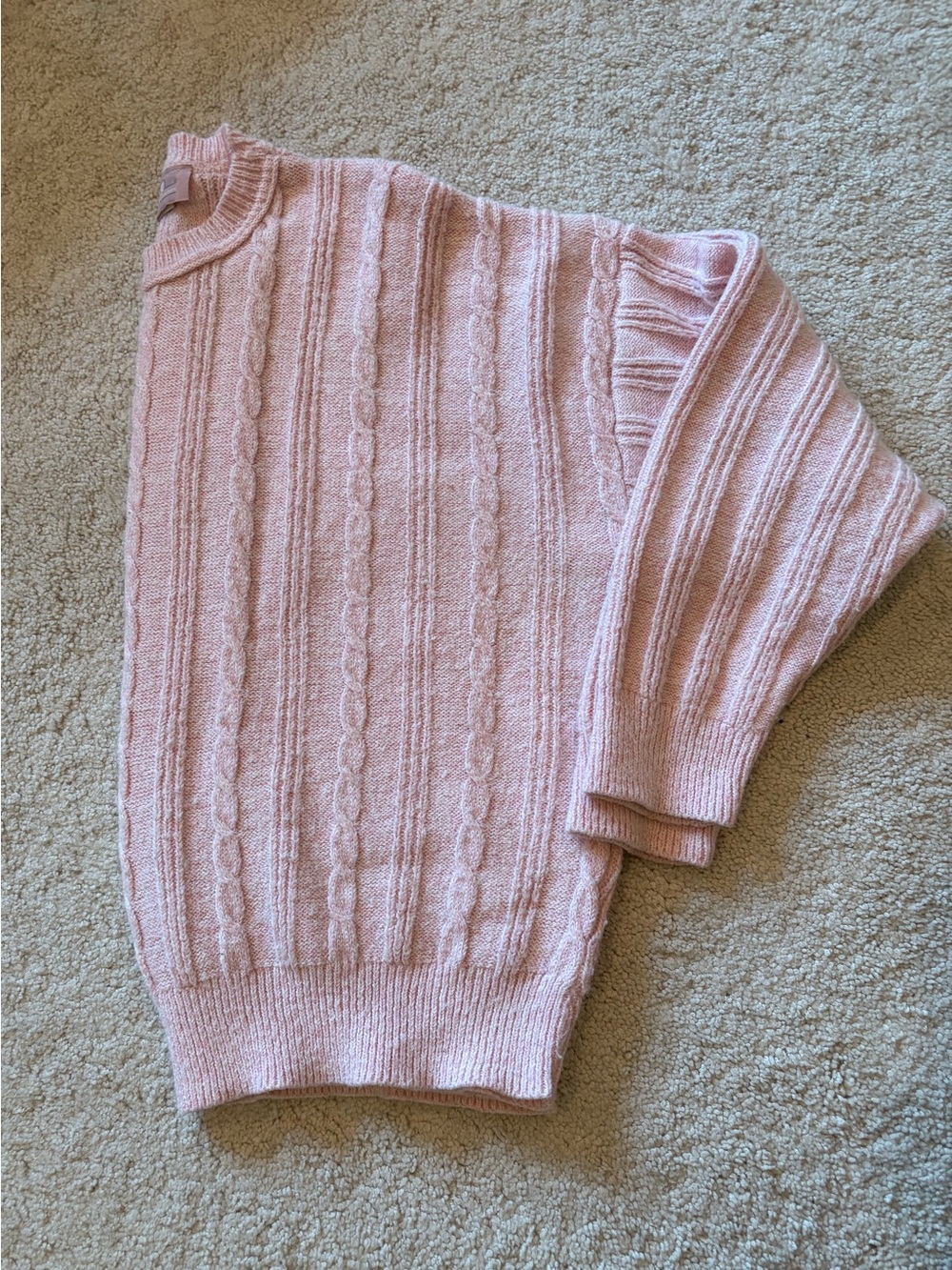 Vintage-Soft Pink Cable Knit Women’s Sweater